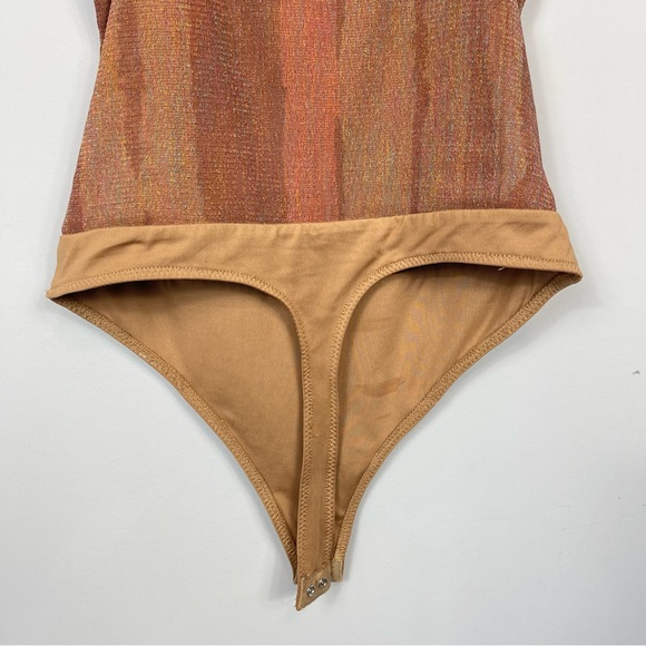 Majorelle Vincent Mesh Sparkle Bodysuit S Brown Metallic Summer Fall Revolve - Picture 8 of 15